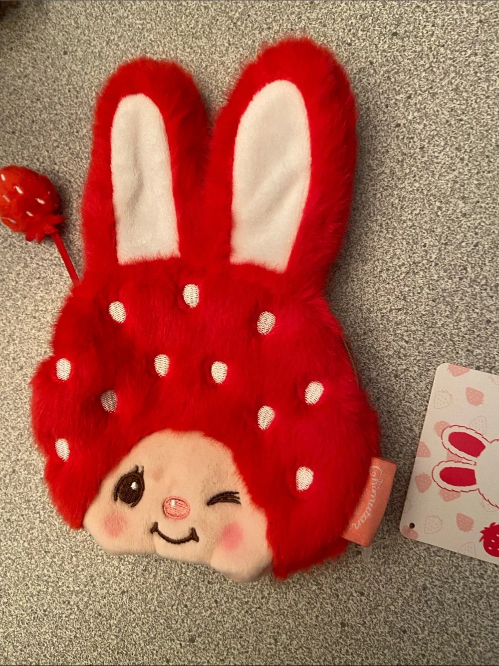 Red Bunny Strawberry Plush Coin Purse